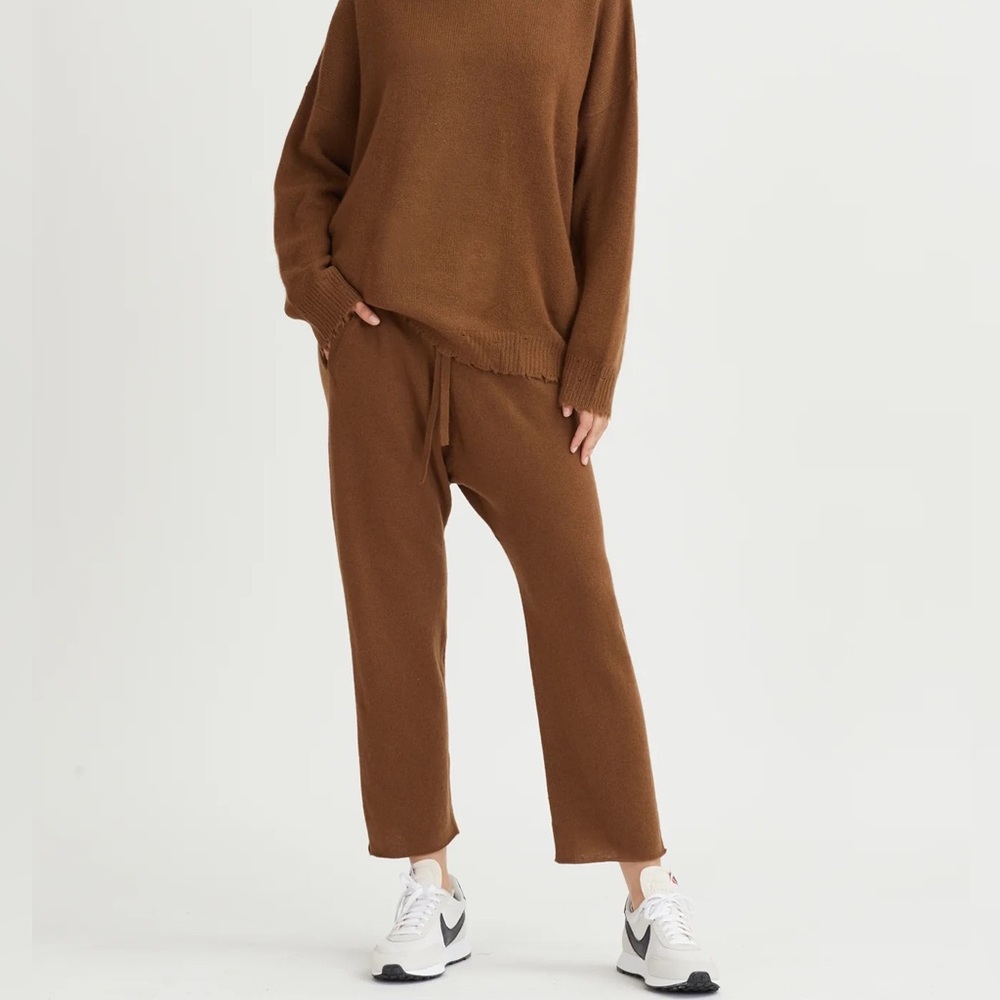 Nylora Walnut Wool Cashmere Blend‎ Nila Cropped Drawstring Pants Size Small